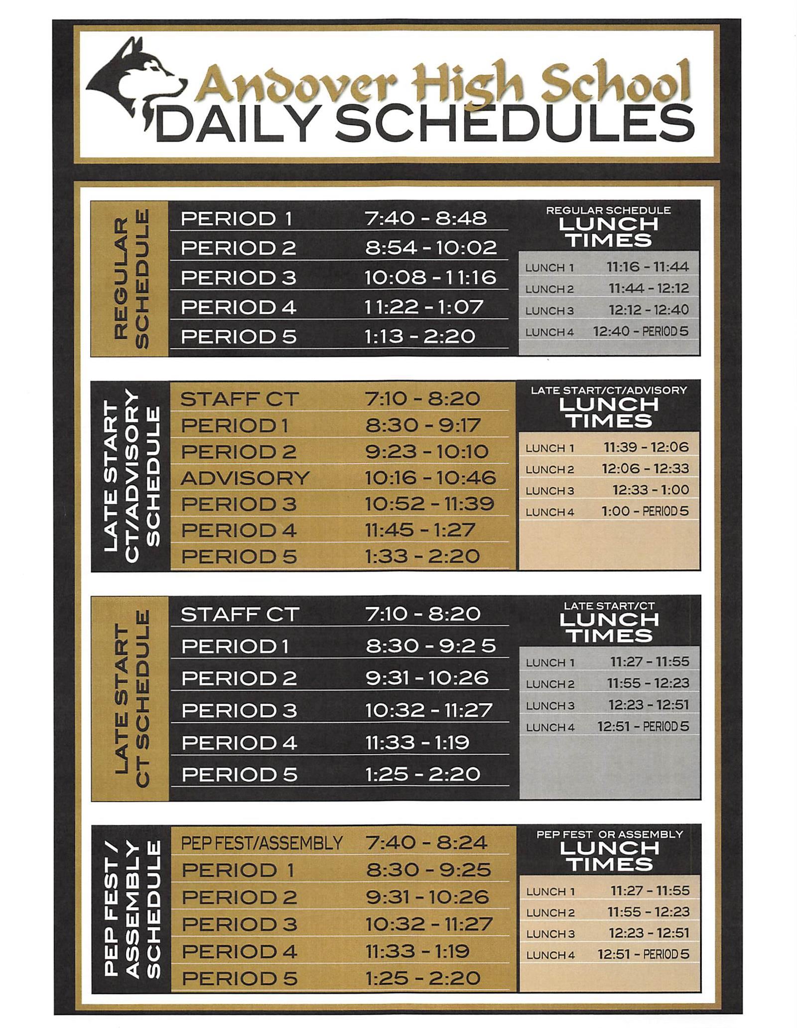 Andover High School Daily Schedule